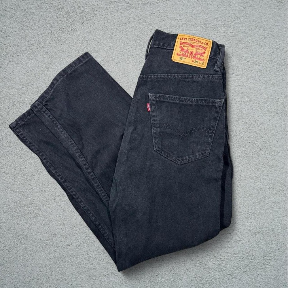 Levis 550 Relaxed Fit Tapered Leg Black Denim Jeans Mens 29x30
